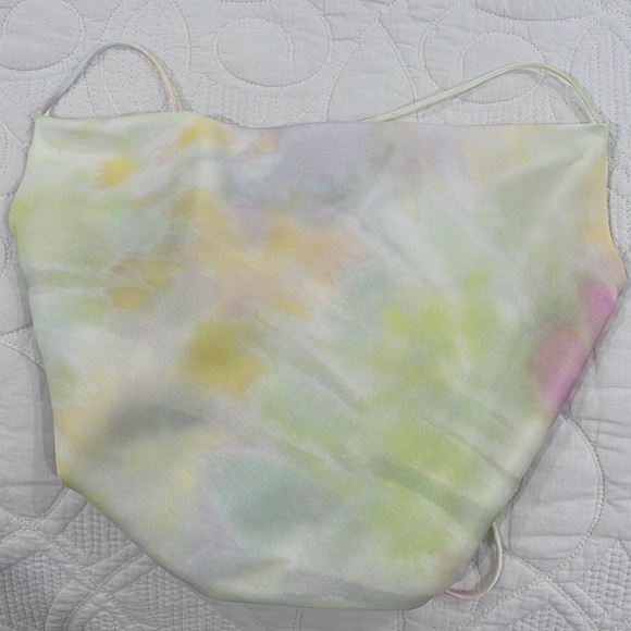 Zara Tie Dye Satin Cowl Neck Crop Top - Picture 4 of 5